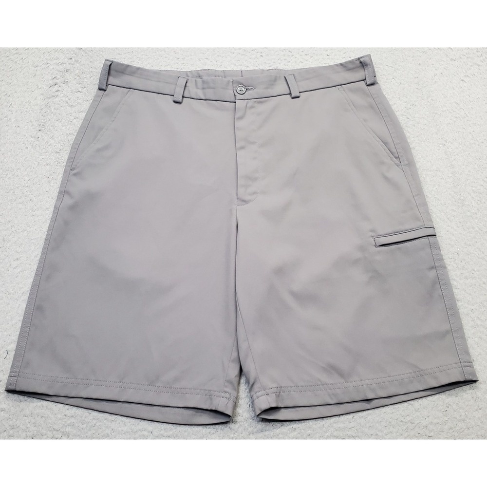 Pebble Beach Golf Shorts Mens 34 Gray Performance Course Flat Front Cargo Pocket